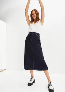 Jupe midi en jean extensible légèrement évasée avec taille confortable, bpc bonprix collection