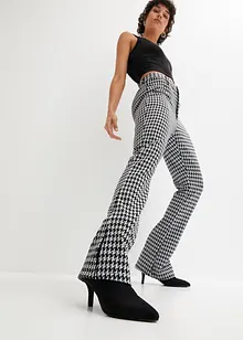 Pantalon jacquard avec fente et motif pied-de-coq, bonprix