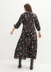 Robe longue froissée en coton avec smocks, bonprix