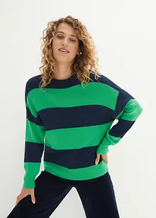 Pull en fine maille à col rond avec rayures blocs, bonprix