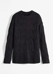 Pull à col rond avec motif torsadé, bonprix