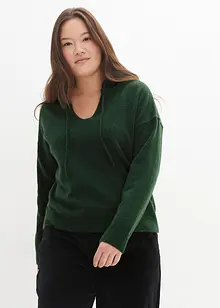 Pull en maille à col V et capuche, bonprix