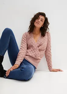 Pull ajouré style cache-cœur, bonprix