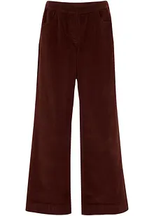 Pantalon large en velours côtelé avec taille haute élastiquée, bonprix