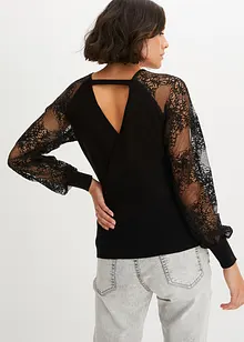 Pull avec dentelle, bonprix