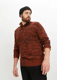 Pull coton chiné col camionneur et coupe spéciale ventre, bonprix