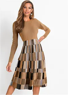 Robe évasée en maille à motif jacquard, bonprix