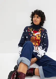 Pull de Noël à col roulé, bonprix