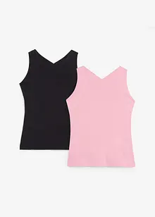 Lot de 2 tops de sport à bretelles croisées, bonprix