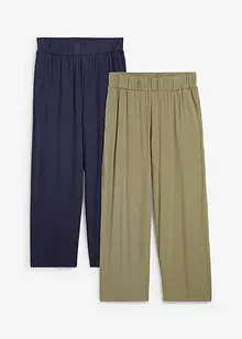 Lot de 2 pantalons 7/8 ample à taille haute et confortable, bonprix