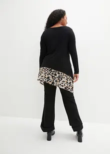 Blouse en jersey viscose avec empiècement en mousseline, bonprix