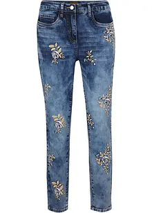 Jean slim à broderie florale, bonprix
