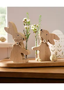 Lot de 2 figurines déco lapin avec vase, bonprix