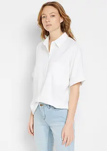 Chemisier manches coudes oversize en lin mélangé, bonprix