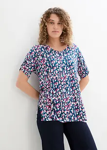 T-shirt en jersey viscose et lin avec manches froncées, bonprix