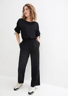 Combipantalon en jersey avec détail froncé aux manches et jambes larges, bonprix