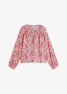 Blouse à fleurs en viscose texturée, bonprix