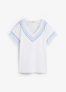 T-shirt coton ample avec imprimé brodé, bonprix