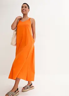 Robe longue en jersey de coton avec détails noués et poches, bonprix