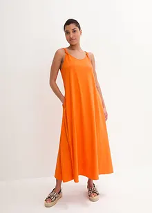 Robe longue en jersey de coton avec détails noués et poches, bonprix