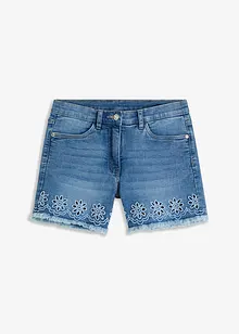 Short en jean avec broderies anglaises, bonprix