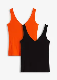 Lot de 2 tops côtelés 100% coton, bonprix