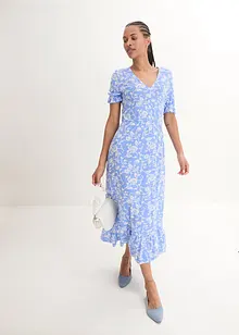 Robe en jersey à manches bouffantes et volant, bonprix