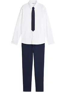Pantalon chino, chemise manches longues et cravate (ens. 3 pces), bonprix