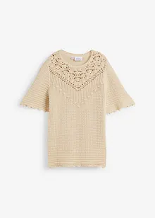 Pull ajouré en lin mélangé, bonprix