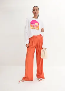 Pantalon palazzo avec lin, coupe très ample, bonprix