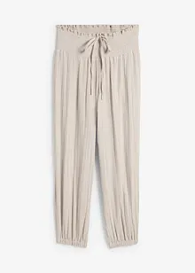 Pantalon en gaze de coton avec ceinture smockée, bonprix