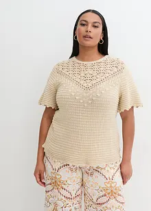 Pull ajouré en lin mélangé, bonprix