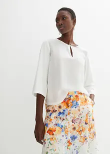 Blouse en soie mélangée avec empiècement tissé, bonprix