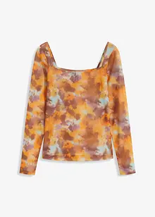 T-shirt manches longues cropped à imprimé batik transparent, bonprix