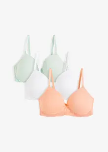 Lot de 3 soutiens-gorge à coques sans armatures en coton, bonprix