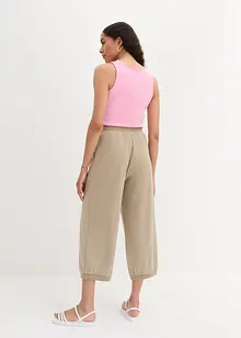 Pantalon large en Punto di Roma à taille élastiquée et finitions bords-côtes à la base, bpc bonprix collection