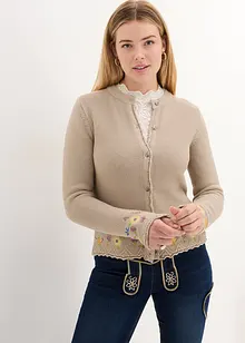 Charmant gilet en maille bavarois à broderies, bonprix