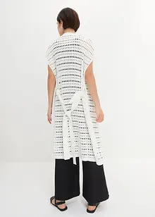 Long gilet sans manches en maille ajourée, bonprix