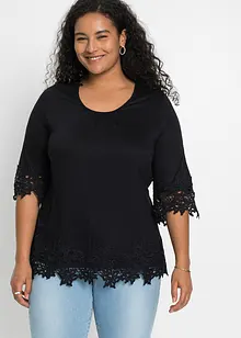 T-shirt avec dentelle en viscose, bonprix