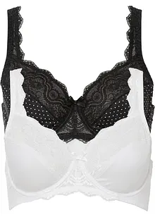 Lot de 2 soutiens-gorge à armatures et dentelle, bonprix