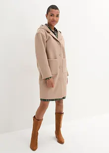 Manteau court aspect laine à capuche, bonprix