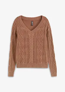 Pull en maille à motif torsadé, bonprix