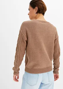 Pull en maille à motif torsadé, bonprix