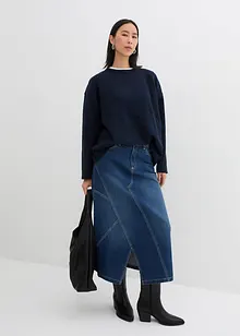 Jupe asymétrique en jean extensible, bonprix