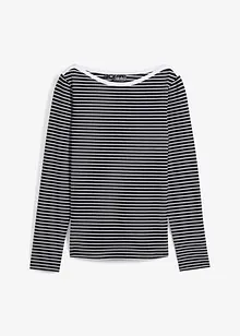 T-shirt manches longues rayé col bateau, bonprix