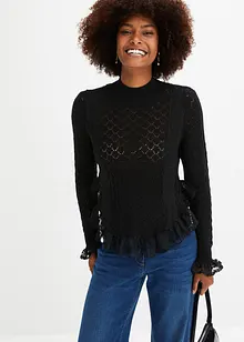 Pull en maille avec dentelle, bonprix