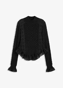 Pull en maille avec dentelle, bonprix