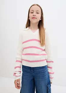 Pull en maille fille à col polo, bonprix