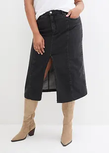 Jupe midi en jean avec fente, bonprix