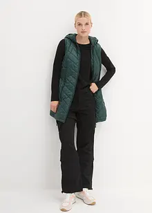 Long gilet matelassé sans manches, ultra-léger avec poche de rangement, bonprix